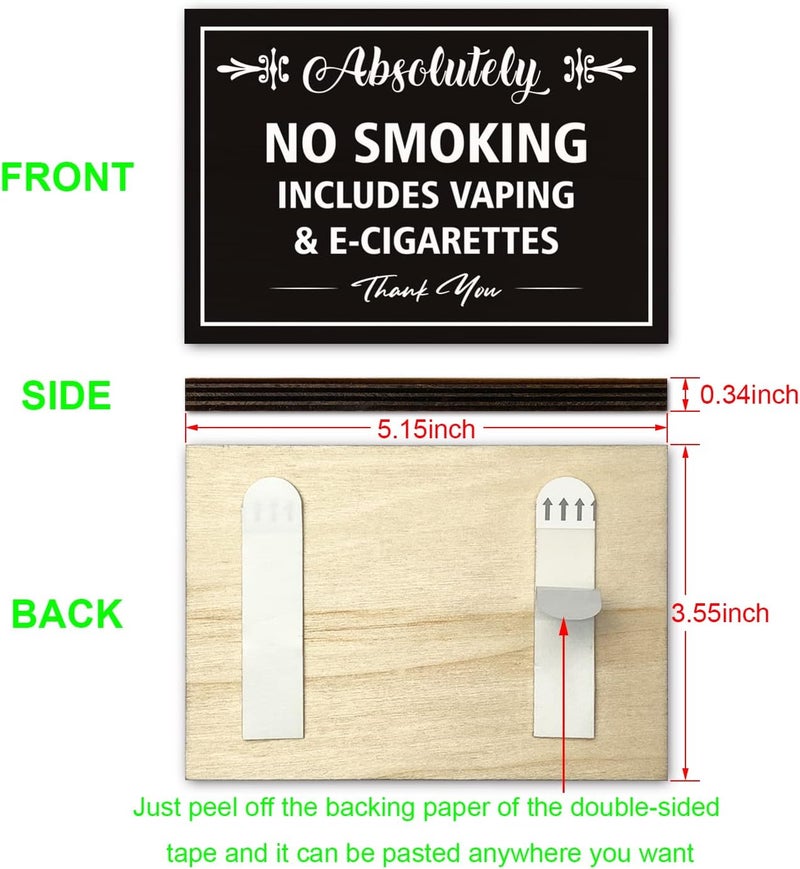FTONENI No Smoking Sign for House, No Vaping Sign for Home, Use for Office or Business Front Door Warning Reminder Signs, Smoke Free Restaurants & Gas Stations Wall Decor Use 3.55" x 5.15" - PMA014 - Image 2